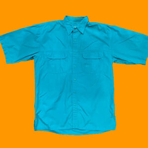 Bimini Bay Outfitters Outdoor Fishing Hiking Utility Teal Green Shirt Men's L